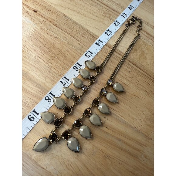 J. Crew Gold-Tone Statement Necklace With Teardrop & Round Crystal Accents - Picture 7 of 10